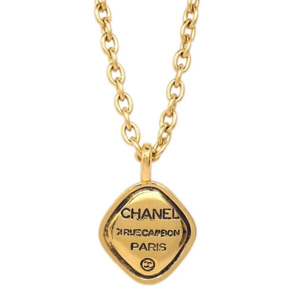 Chanel Rhombus Chain Pendant Necklace Gold - Picture 1 of 4